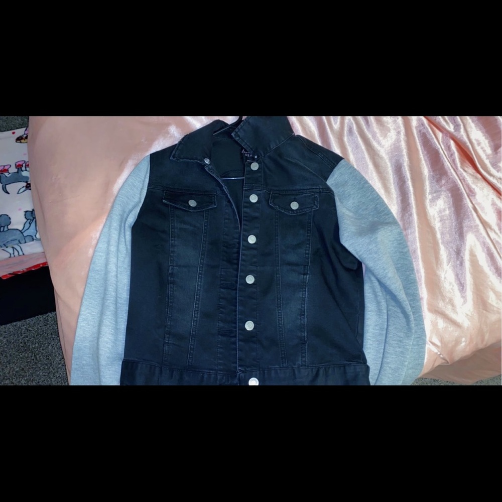 Women’s Black And Gray Denim Jacket Coat